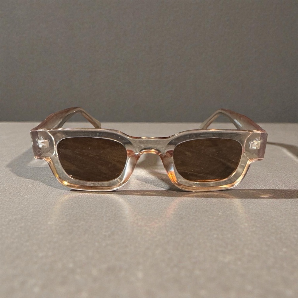 Elegant Transparent Brown Sunglasses with Rose Color Frame